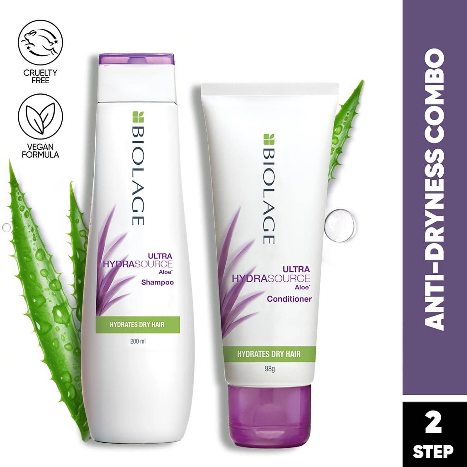 Biolage | Biolage Hydrasource Shampoo & Conditioner Combo Enriched with Aloe for Dry Hair (200 ml + 98 g)