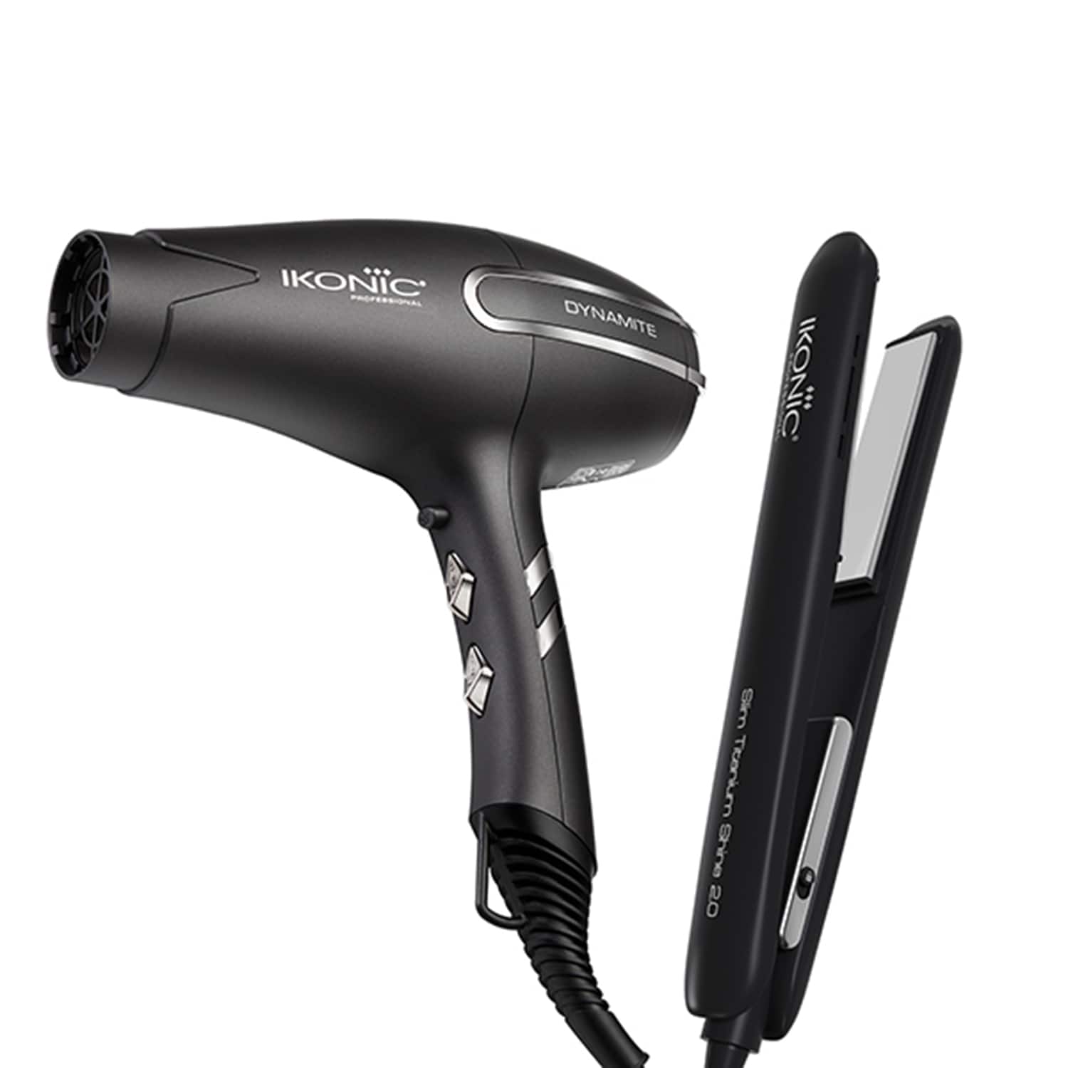 Ikonic Professional | Ikonic Professional Slim Titanium Shine Hair Straightener and Dynamic Hair Dryer Combo