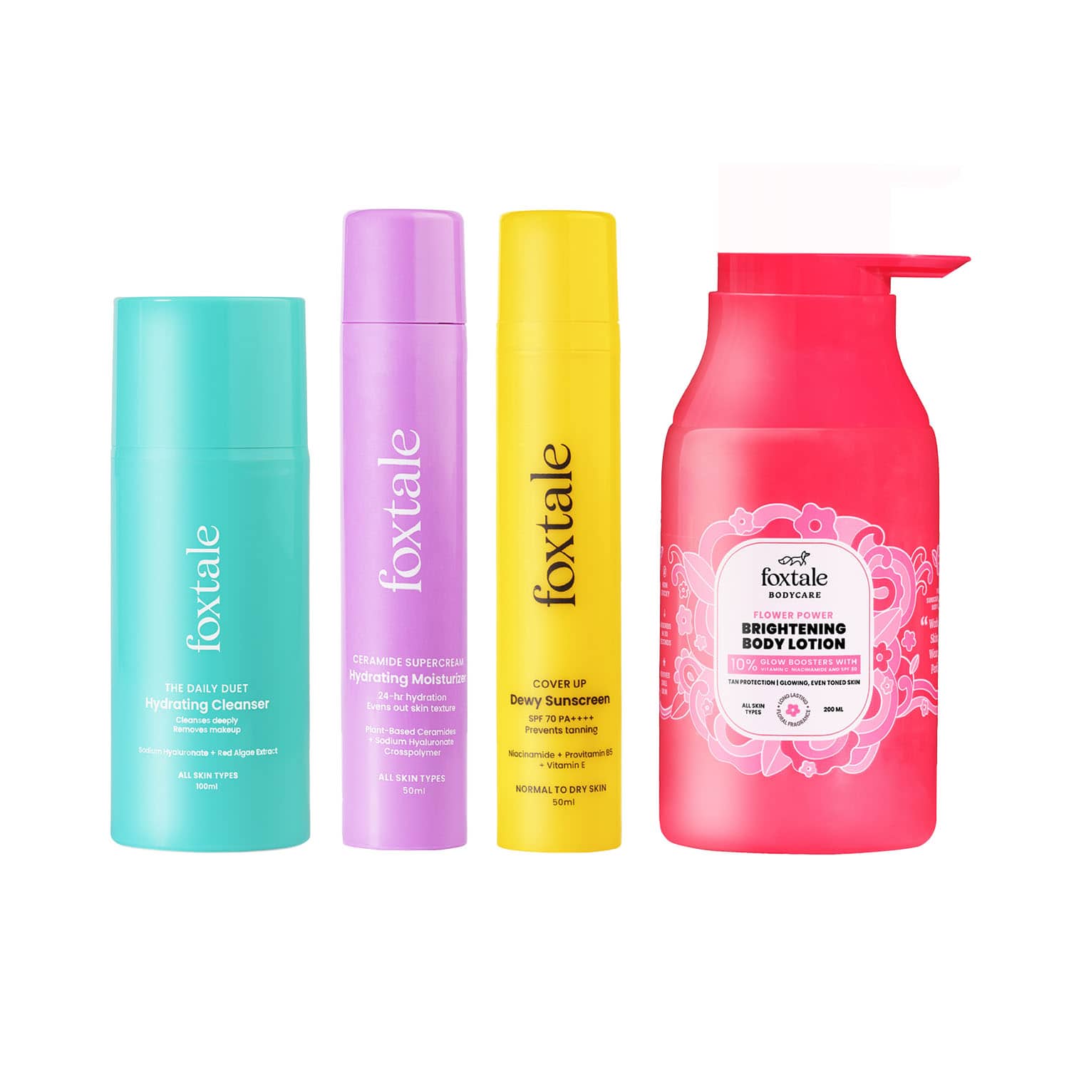 Foxtale | Foxtale Pre-Holi Glow Pack Combo -  Sunscreen, Moisturizer, Face Wash & Body Lotion