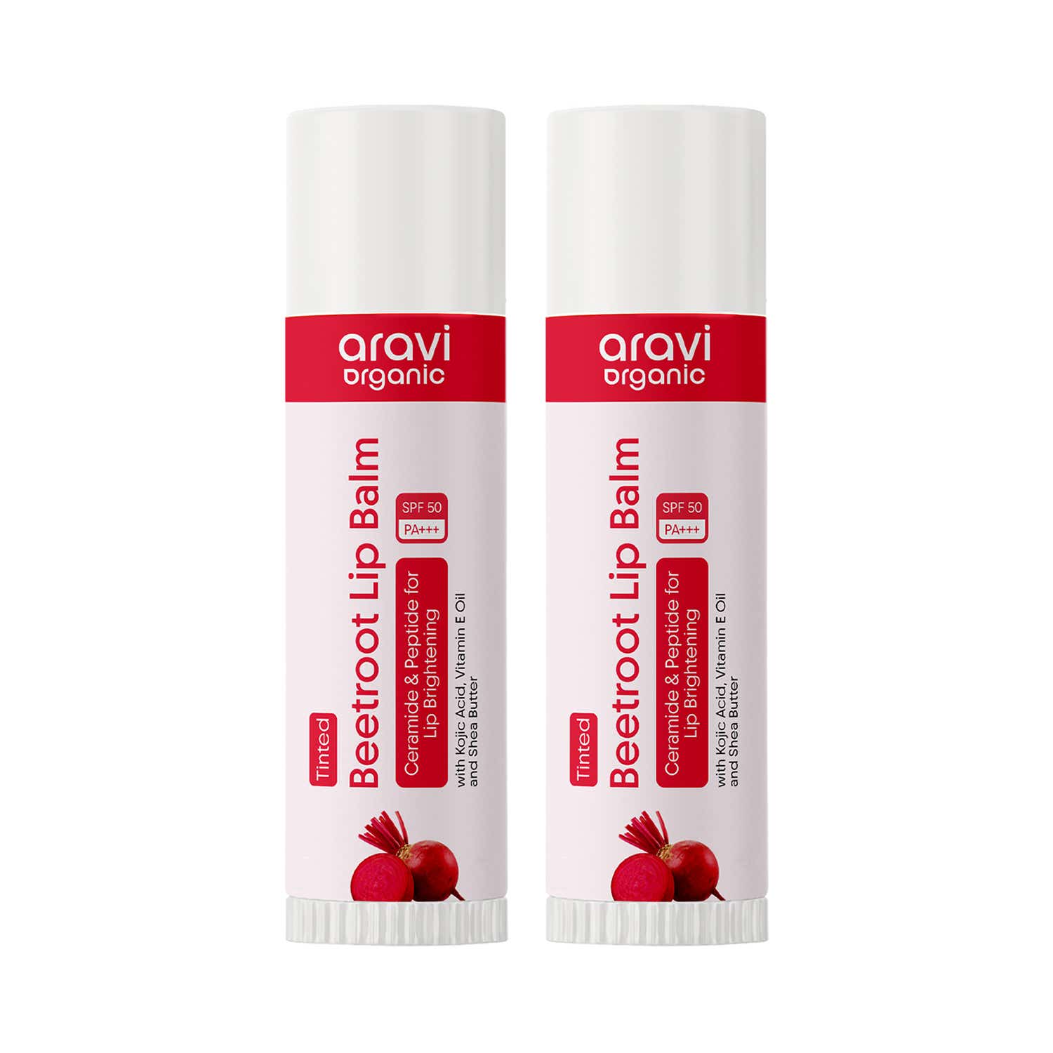 Aravi Organic | Aravi Organic Tinted Beetroot Lip Balm With SPF 50 PA+++ -Kojic Acid & Ceramide Pack of 2 Combo