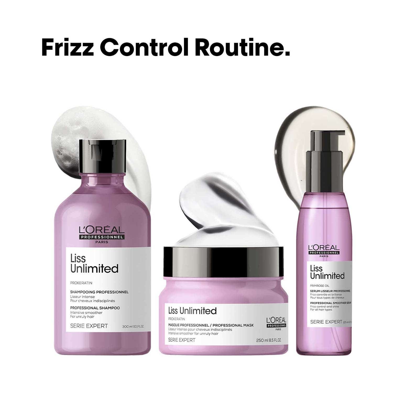 L'OREAL PROFESSIONNEL | L'OREAL PROFESSIONNEL Liss Unlimited Shampoo (300ml), Hair Mask (250g) & Hair Serum (125ml) Combo