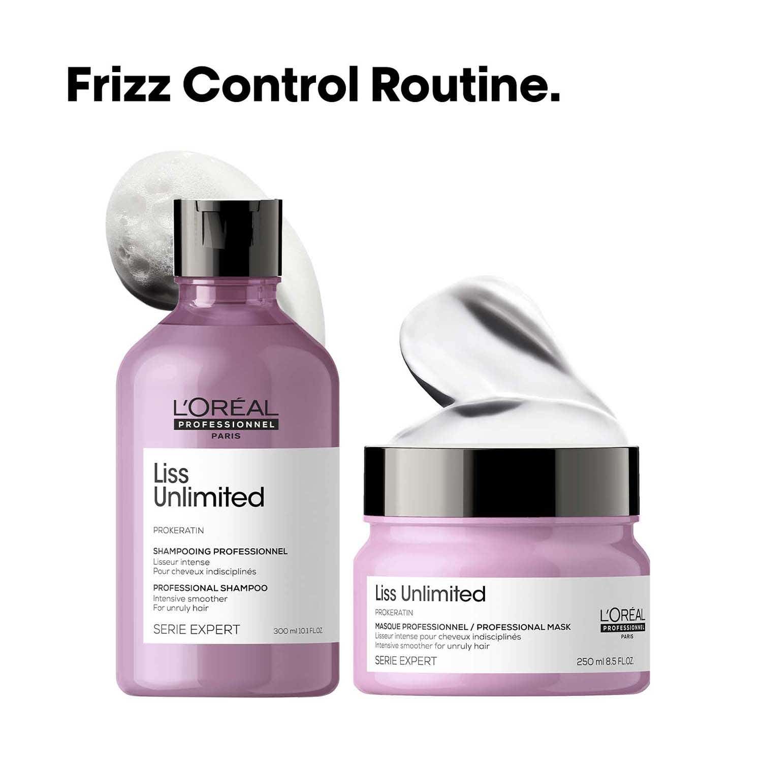 L'OREAL PROFESSIONNEL | L'OREAL PROFESSIONNEL Liss Unlimited Shampoo (300 ml), Hair Mask (250 g) Combo For Frizzy Hair