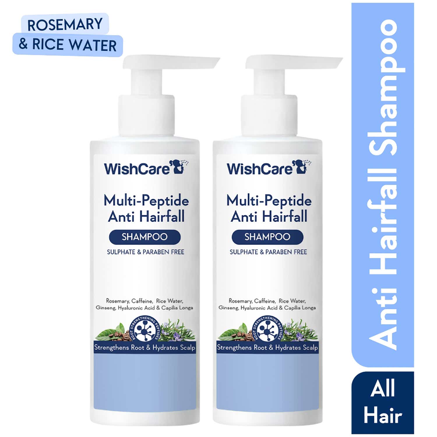 WishCare | WishCare Multi Peptide Anti Hairfall Shampoo with Rosemary - Boosts Hair Growth (250mlx2)