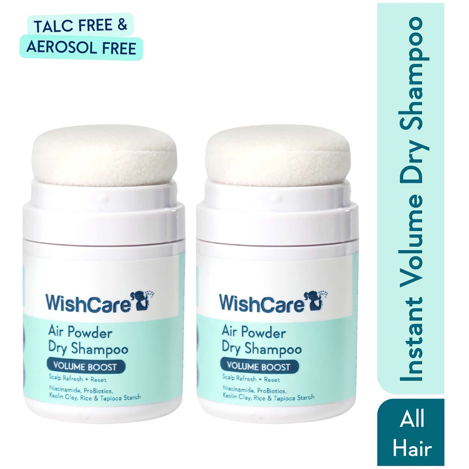 WishCare | WishCare Air Powder Dry Shampoo for Oily Hair&Scalp-No White Cast-Aerosol Free-Volume Boost (10gmx2)
