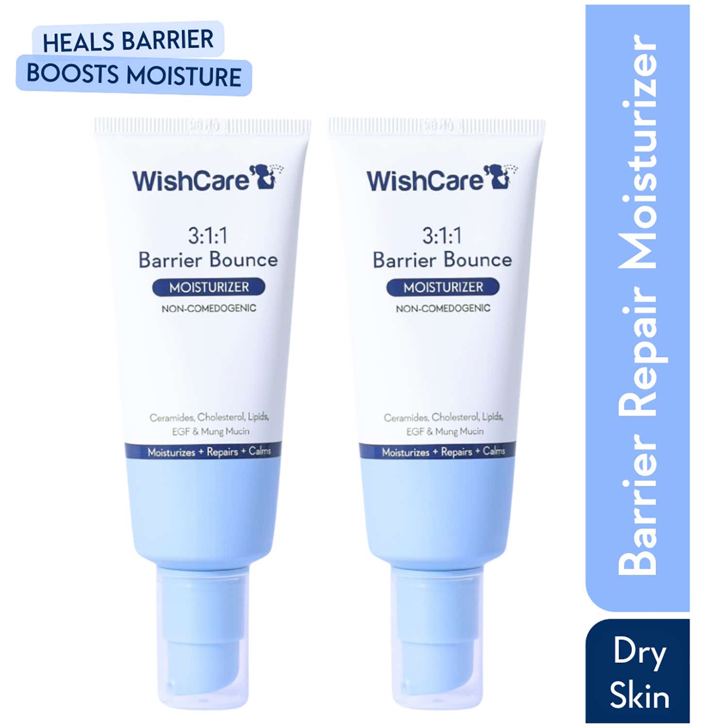 WishCare | WishCare 3:1:1 Barrier Bounce Moisturizer for Dry Skin with Ceramides & Mung Mucin (50mlx2)