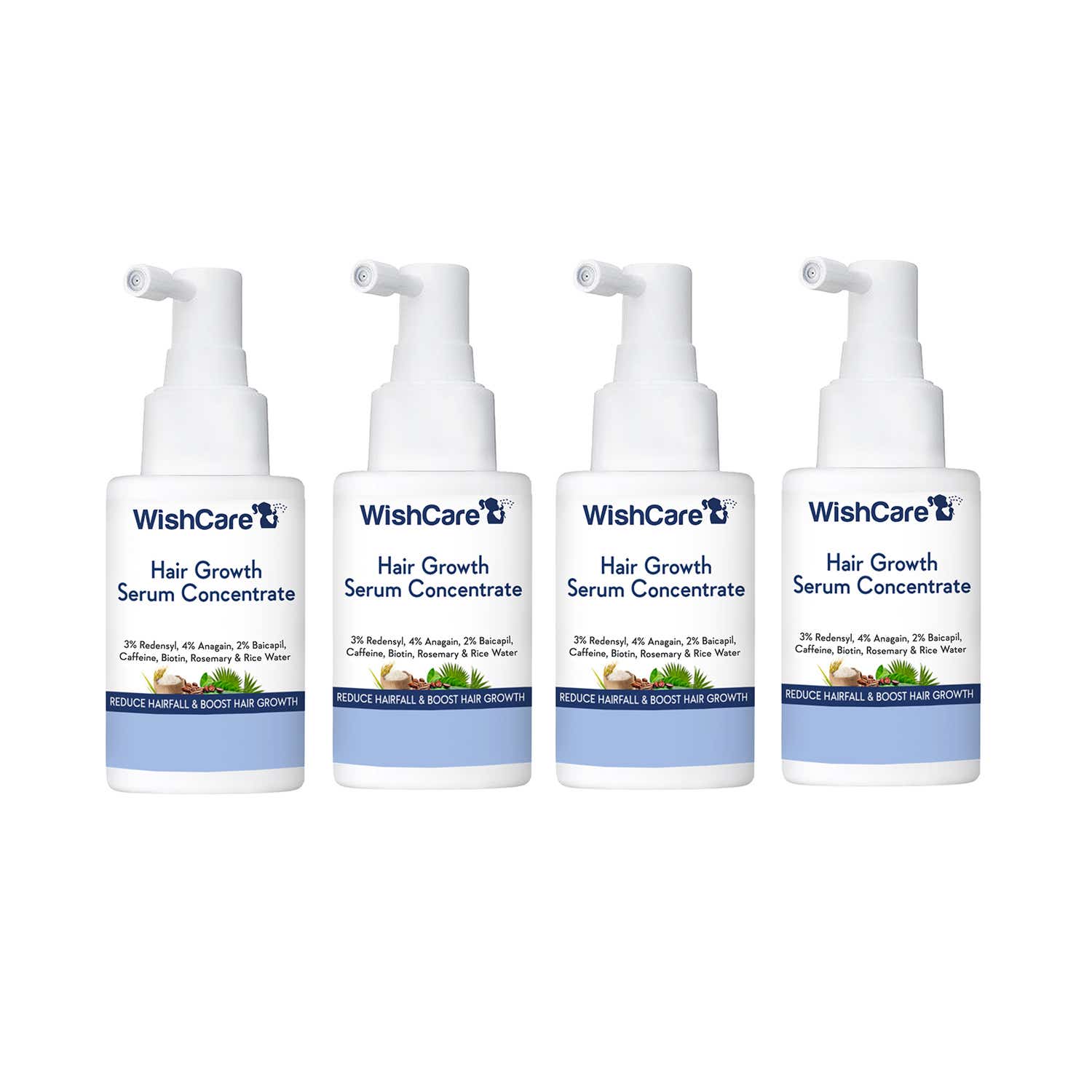 WishCare | WishCare Hair Growth Serum Concentrate with Redensyl & Rosemary-In-Vivo Tested (30 ml x 4)