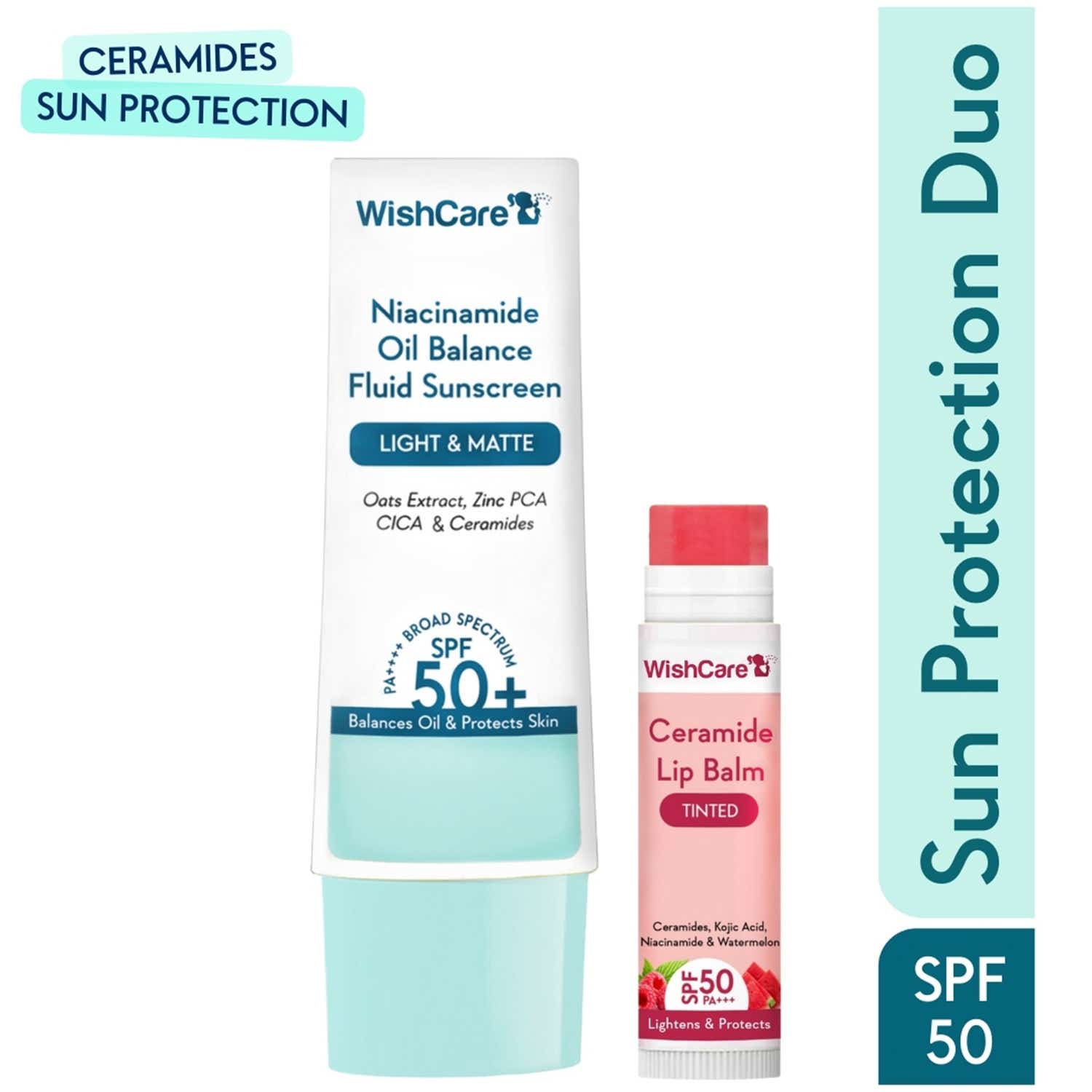 WishCare | WishCare Sun Protection Combo with SPF 50 PA++++ For Face & Lips (50 ml + 5 g)