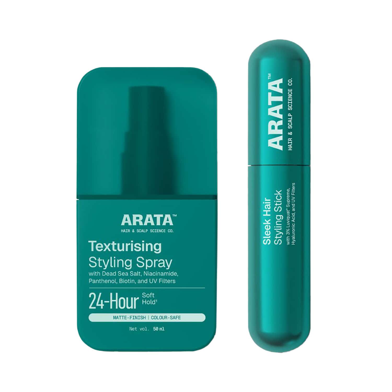 Arata | Arata Texturising Sea Salt Styling Spray 50 ml & Sleek Hair Styling Stick 15 ml Combo
