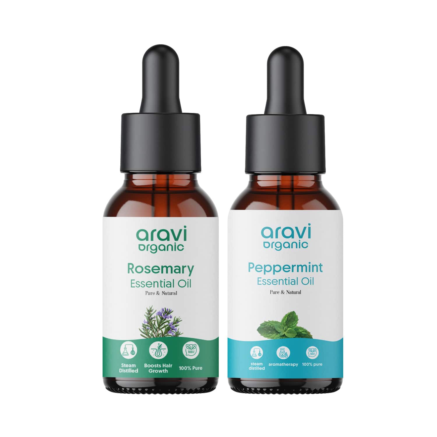 Aravi Organic | Aravi Organic Rosemary & Peppermint Essential Oils for Invigorated Scalp & Hair Growth Pack of 2 Combo