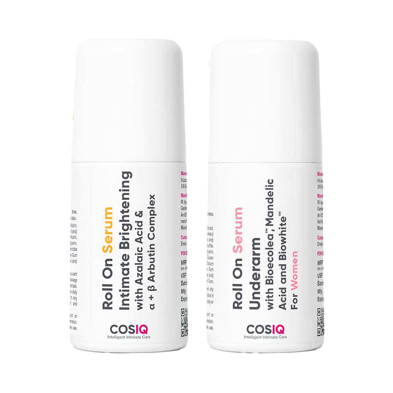 COS-IQ | COS-IQ Intimate Brightening Roll-On Serum + Brightening Underarm Serum for Women Combo