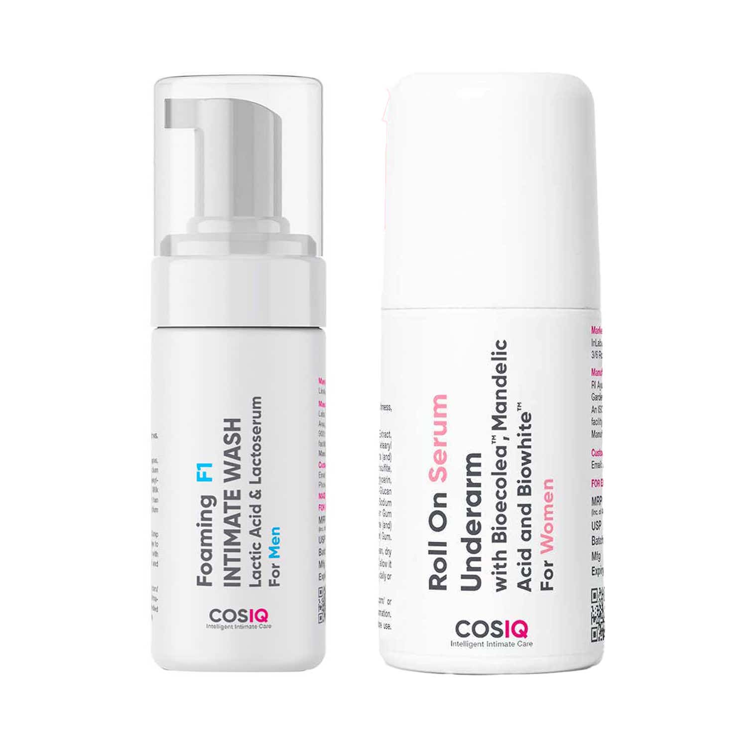 COS-IQ | COS-IQ F1 Brightening Intimate Wash for Men + Brightening Underarm Serum for Women Combo