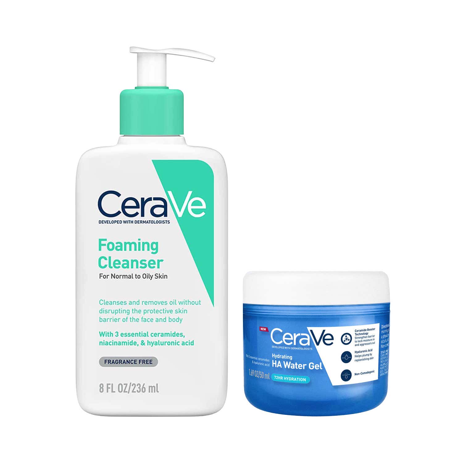 CeraVe | CeraVe Facewash & Gel Moisturizer with Ceramides - Skincare Routine for Normal to Oily Skin Combo