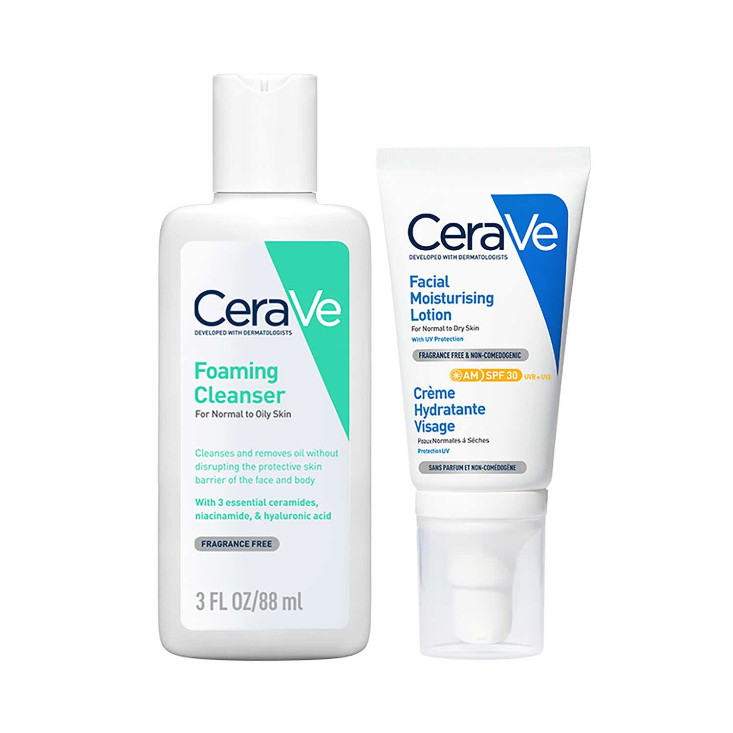 CeraVe | CeraVe Facewash & AM Moisturizing Lotion with SPF 30 - Morning Routine for Oily Skin Combo
