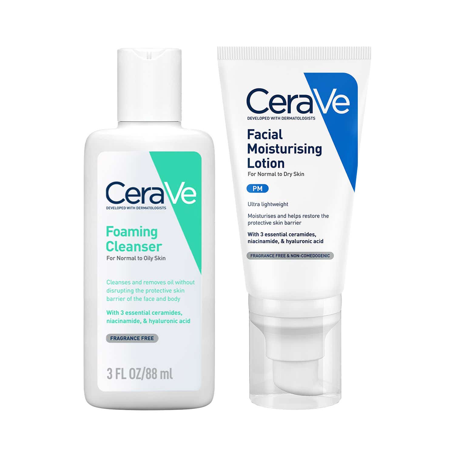 CeraVe | Cerave Facewash & PM Moisturizer with Ceramides - Evening Routine for Oily Skin Combo