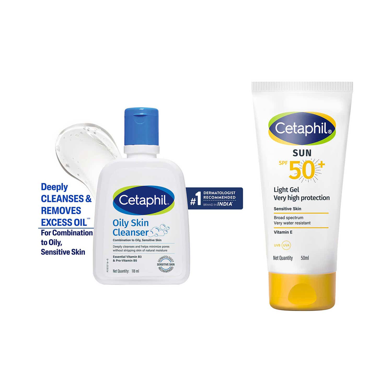 Cetaphil | Cetaphil Oily Skin Cleanser + SPF 50 Light Gel Combo