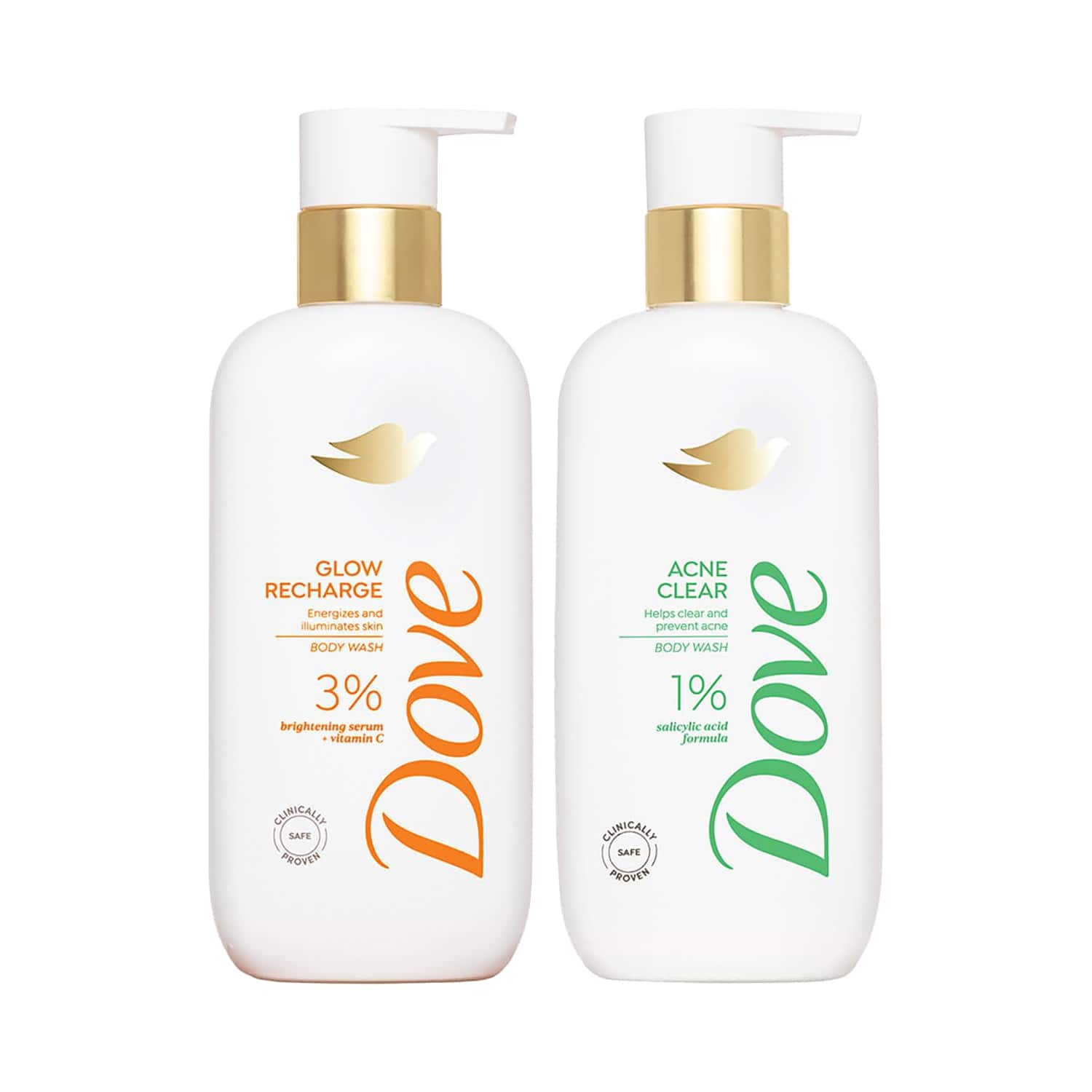 Dove | Dove Glow Recharge Exfoliating & Acne Clear Serum Body Wash Combo
