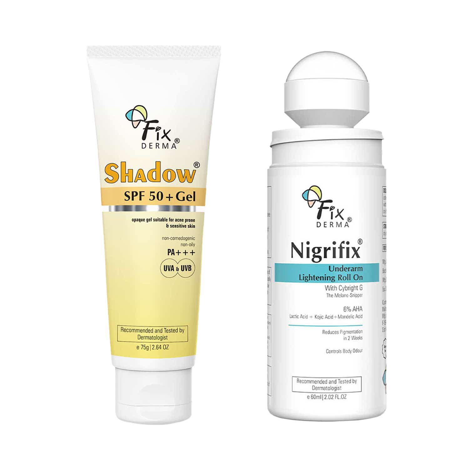 Fixderma | Fixderma Nigrifix Underarm Roll On with Shadow Sunscreen SPF 50 Gel- 135 ml Combo
