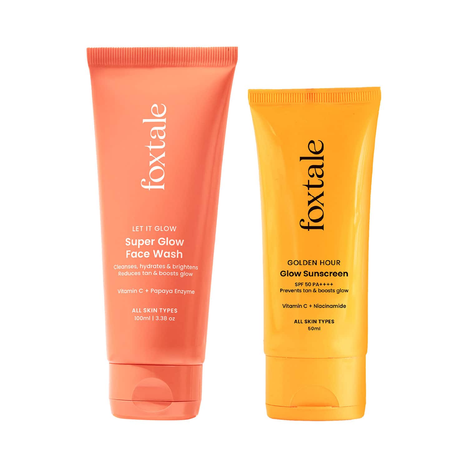 Foxtale | Foxtale Bright Start Duo Tan Removal + Sun Protection Combo - Super Glow Face Wash & Sunscreen