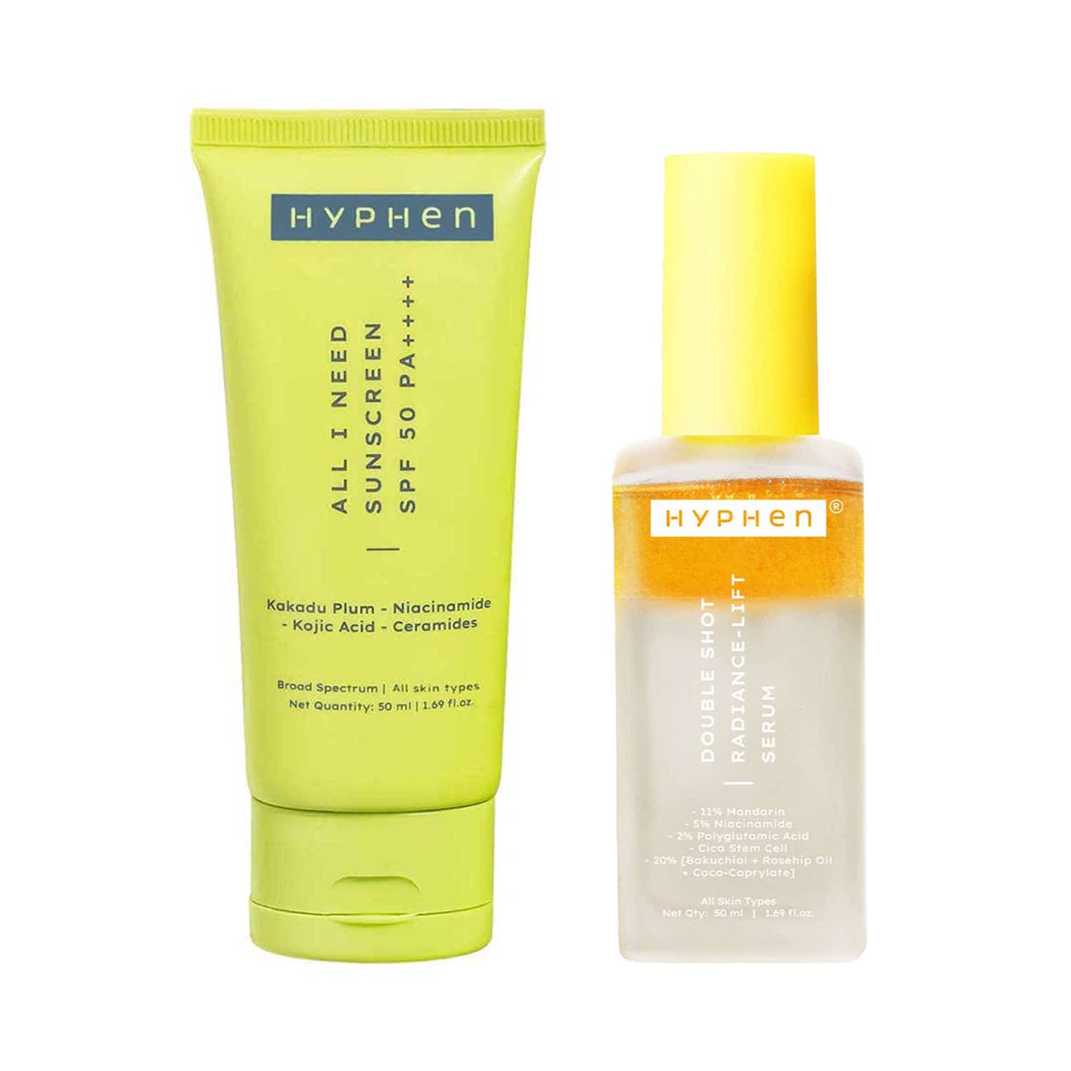 Hyphen | Hyphen 18% Brightening + 20% Collagen Double Serum & All I Need Sunscreen SPF 50 PA ++++ Combo