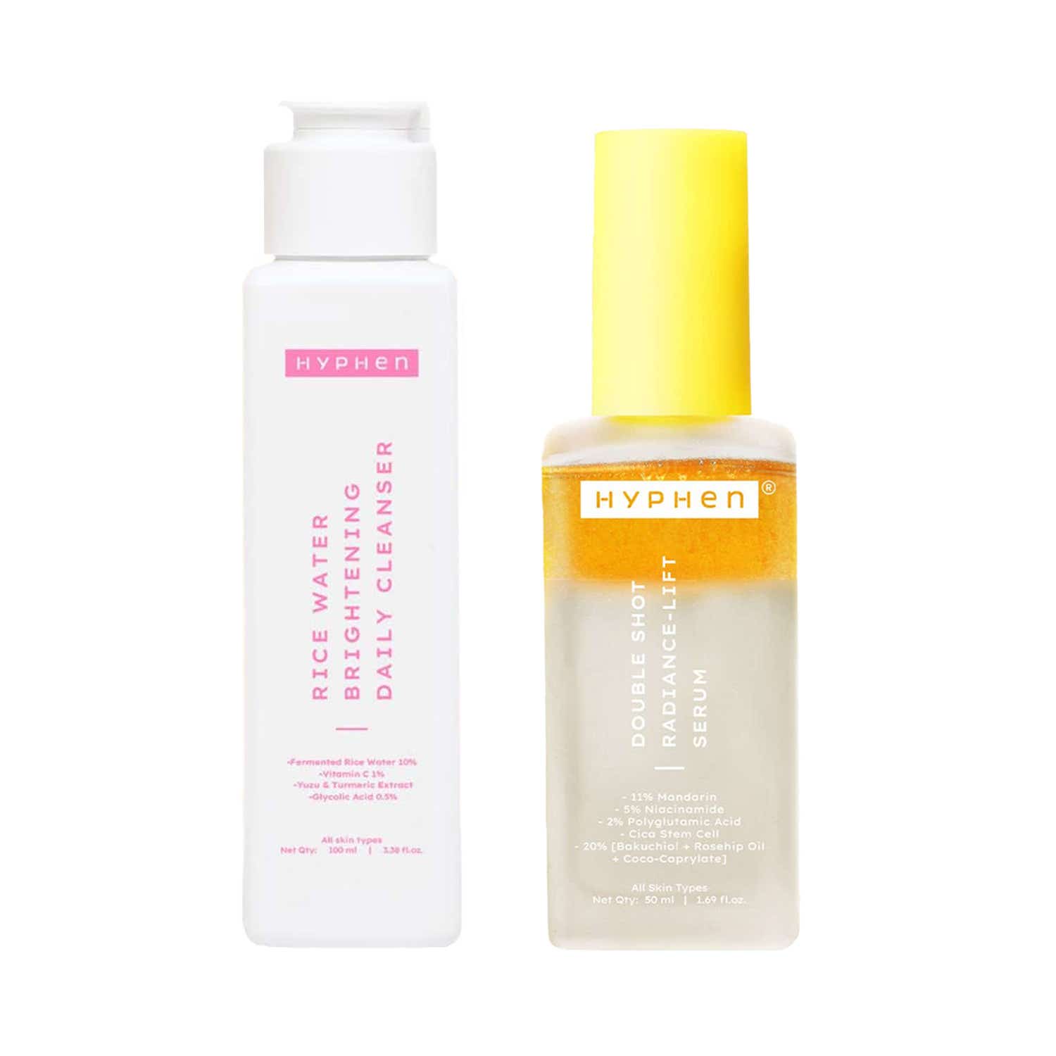 Hyphen | Hyphen 18% Brightening + 20% Collagen Double Serum & Rice Water Daily Cleanser Combo