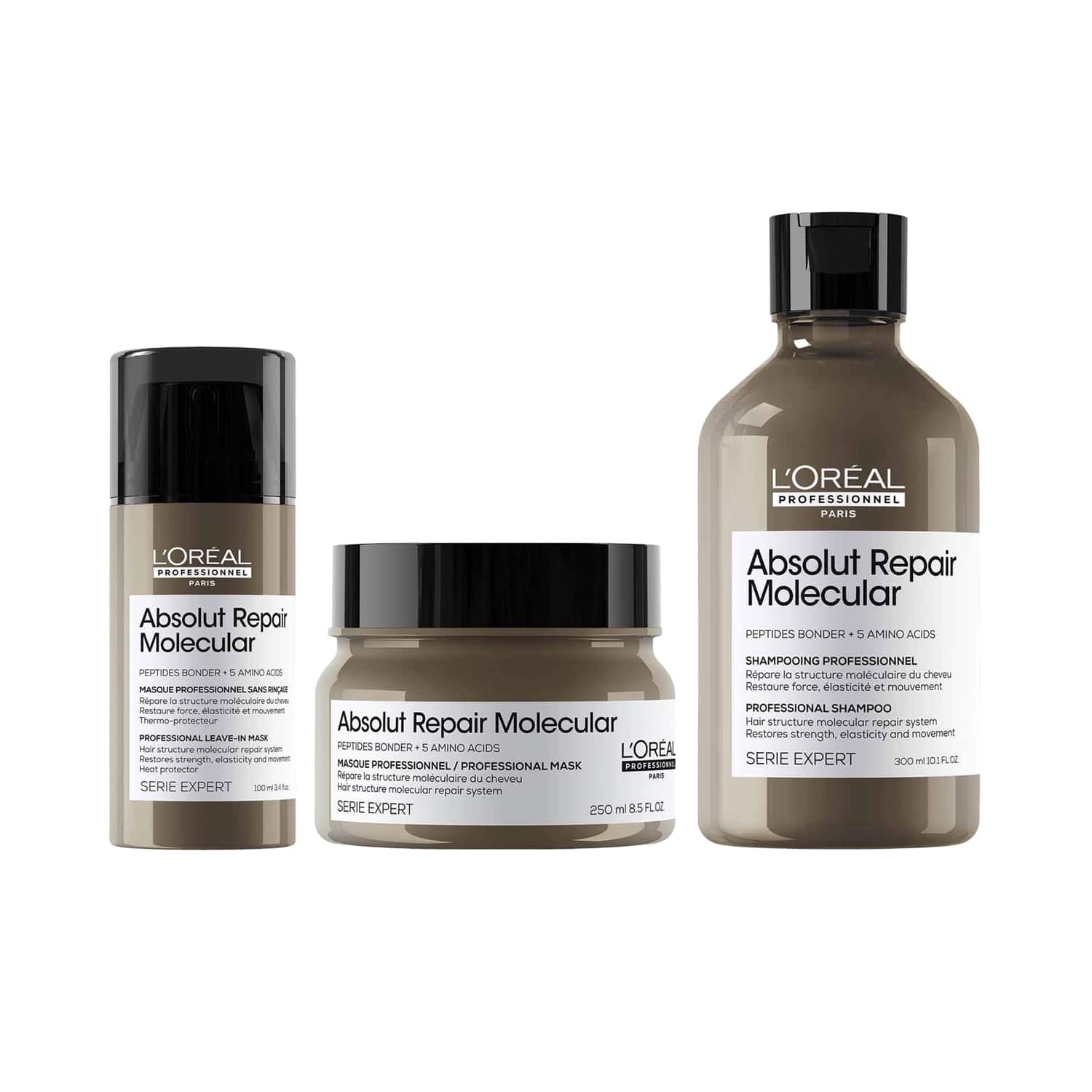 L'OREAL PROFESSIONNEL | L'OREAL PROFESSIONNEL Absolut Repair Molecular Sulfate-Free Shampoo, Mask & Leave-In Cream (650 ml)