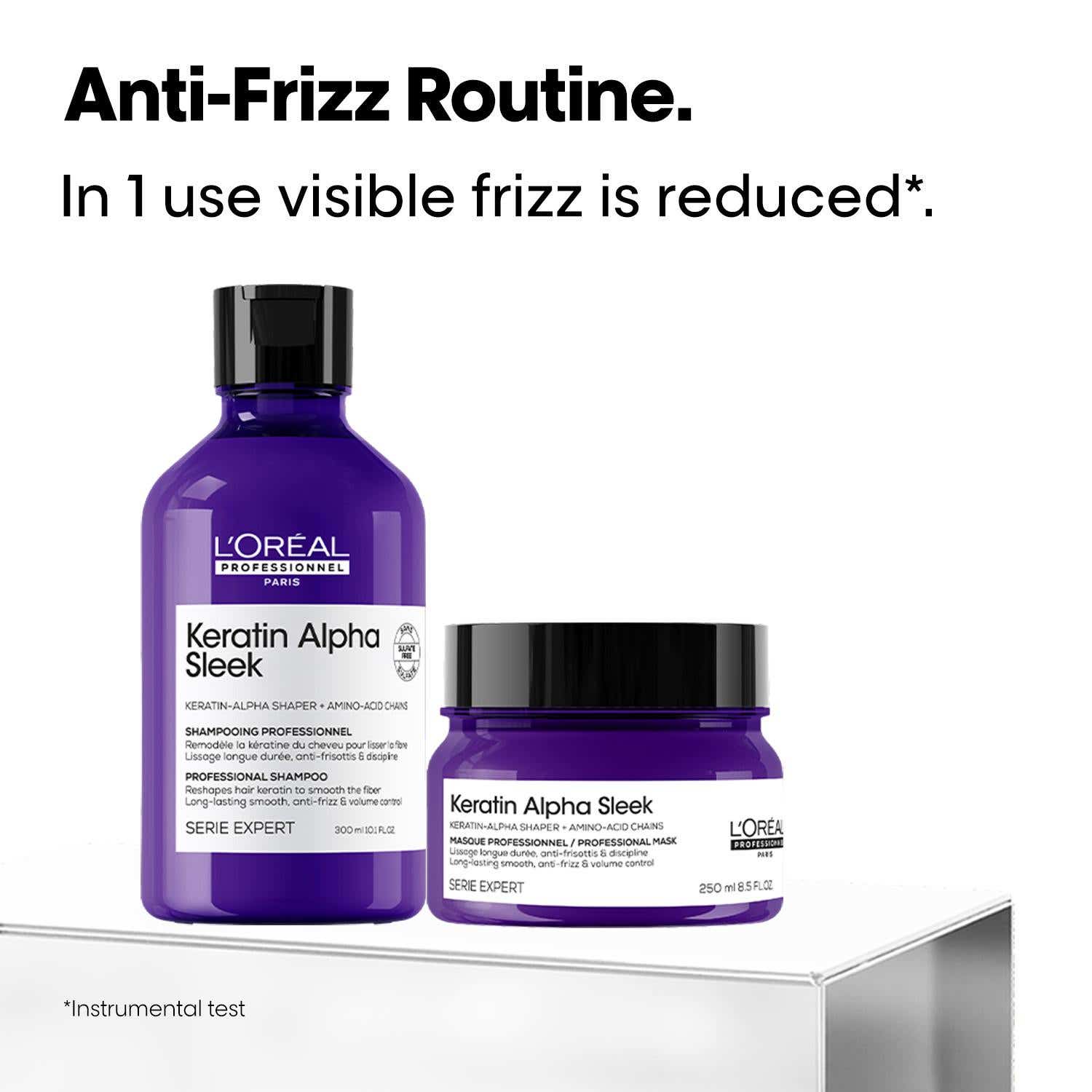 L'OREAL PROFESSIONNEL | L'OREAL PROFESSIONNEL Keratin Alpha Sleek Shampoo 300 ml & Hair Mask 250 ml Frizz Control Combo