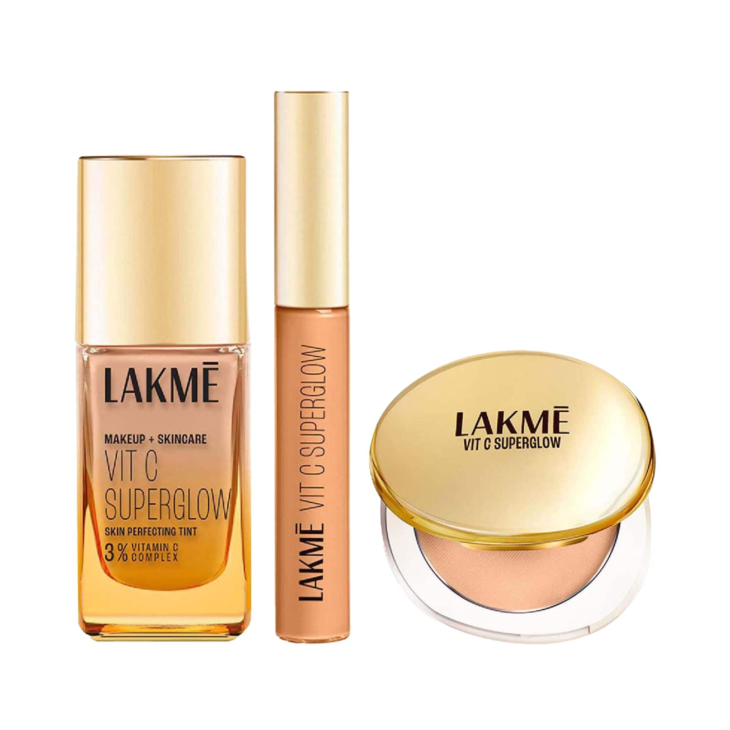 Lakme | Lakme Vitamin C Combo - Neutral Nude Skin Tint + Nude Compact + Sand Concealer
