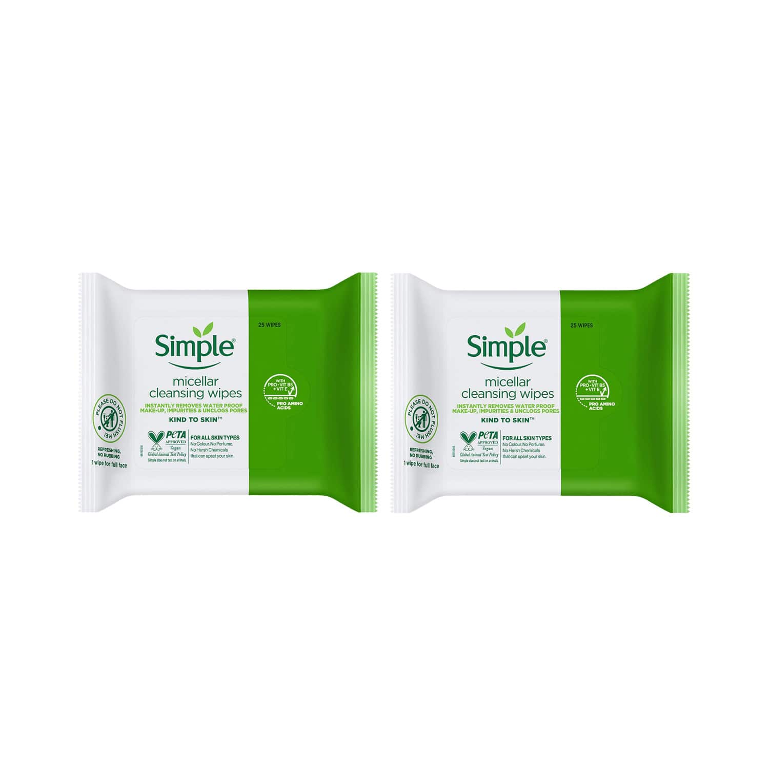 Simple | Simple Kind To Skin Micellar Cleansing Wipes (Pack Of 2 ) Combo
