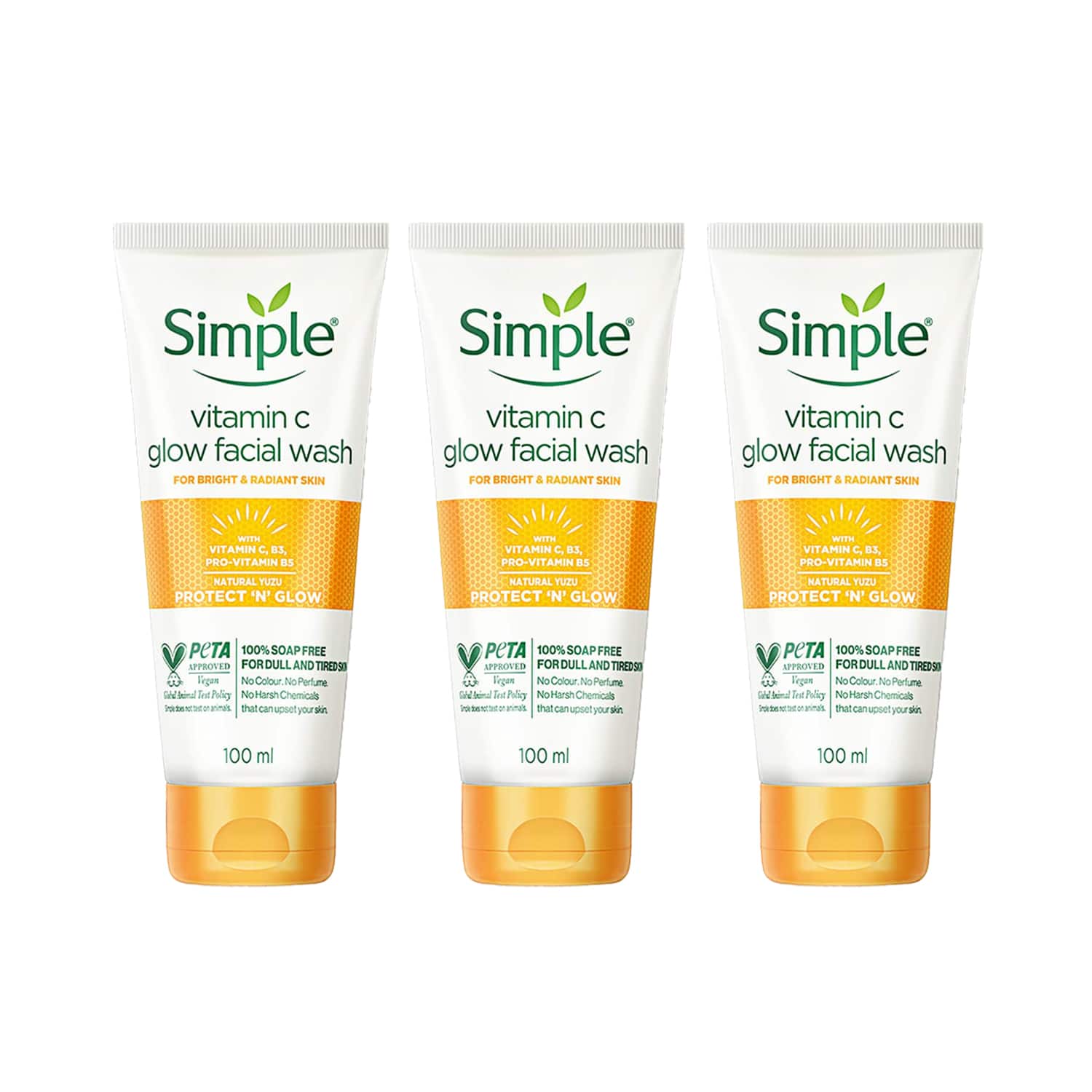Simple | Simple Protect N Glow Vitamin C Glow Facial Wash (Pack of 3) Combo