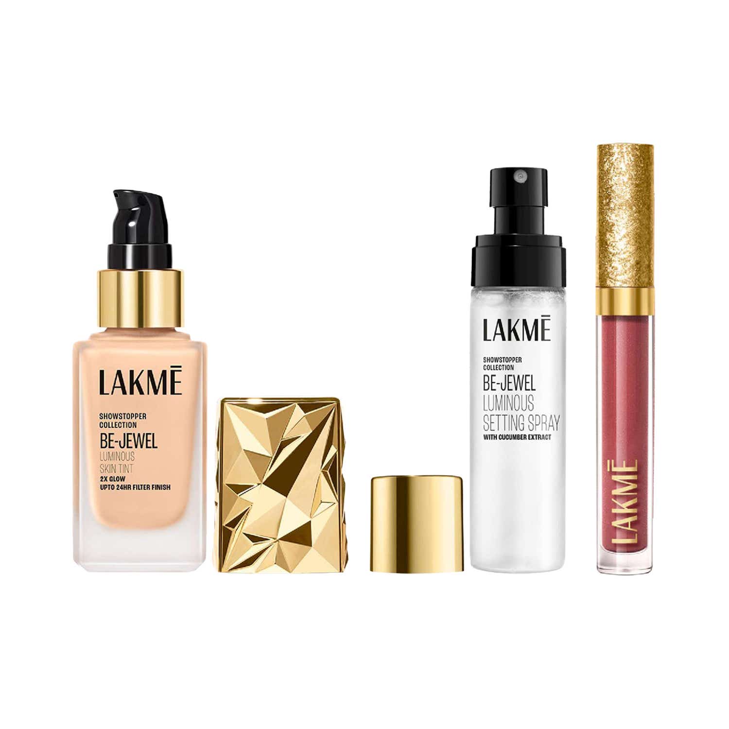 Lakme | Lakme Be-Jewel  Lip Liquid, Skin Tint & Setting Spray Combo - 1
