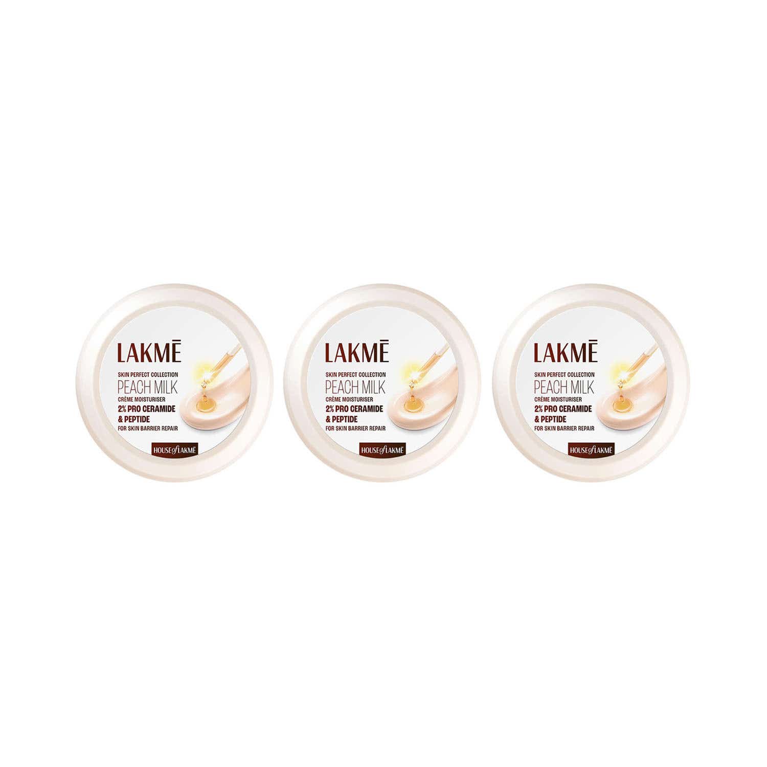Lakme | Lakme Peach Creme Moisturiser, Ceramide & Peptide 200 g Combo Of 3
