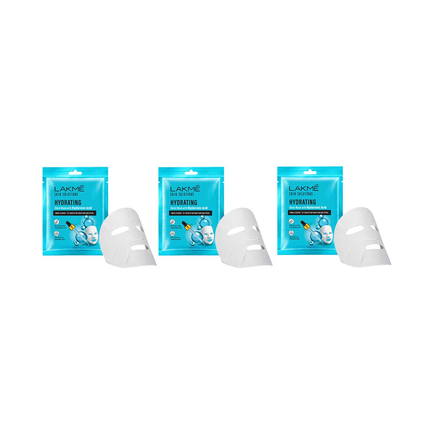 Lakme | Lakme Solutions Sheet Mask Hydrating with Hyaluronic Acid 25 ml Combo Of 3