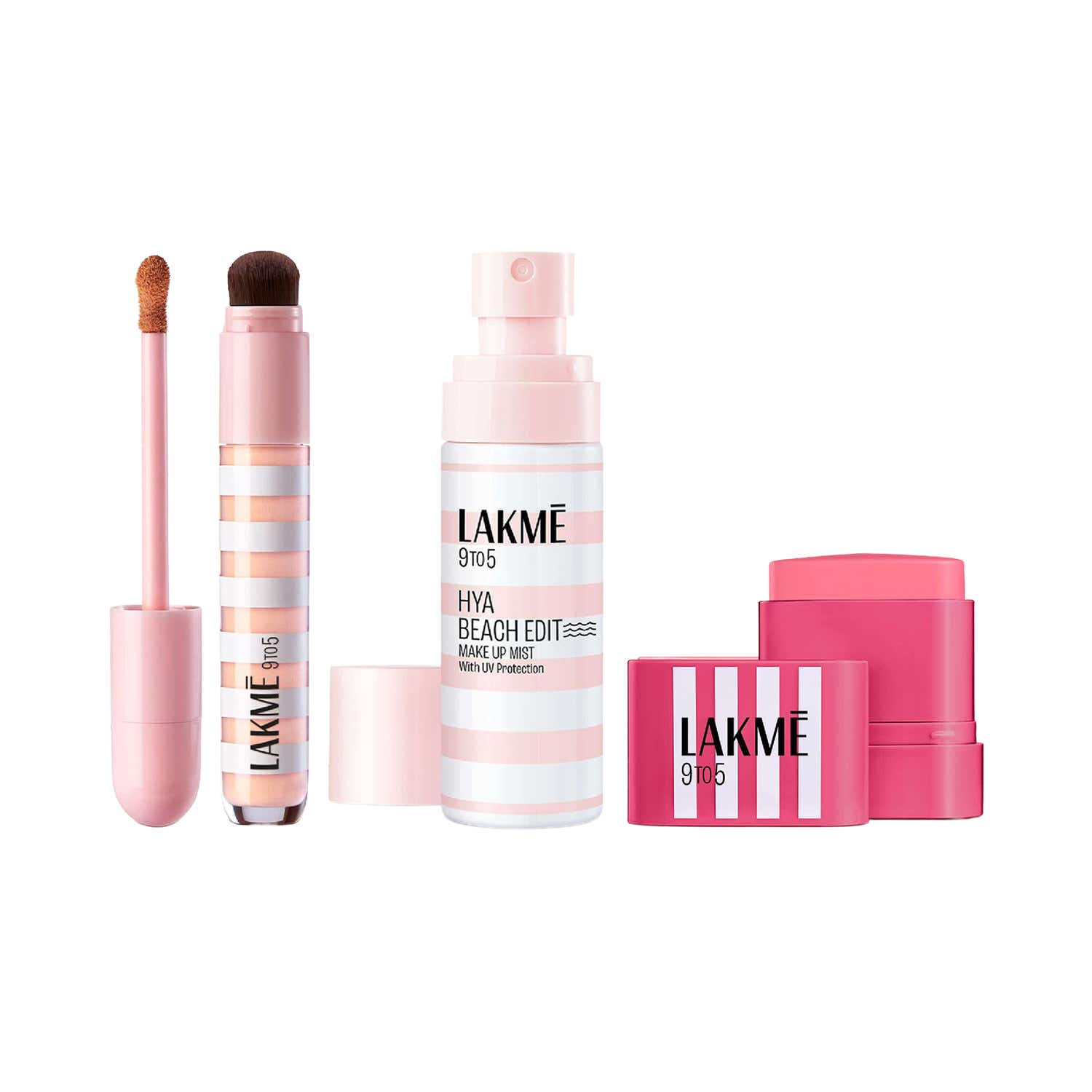 Lakme | Lakme 9to5 Hya Beach Edit SPF Blush Sunset Rose, Concealer Light 1 and Makeup Mist Combo