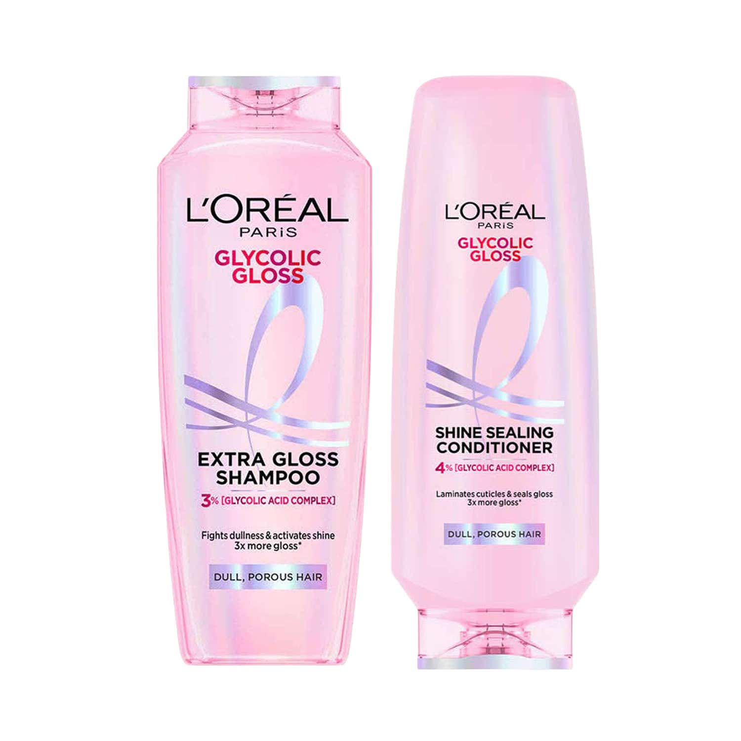 L'Oreal Paris | Paris Glycolic Gloss Shampoo + conditioner with Glycolic Acid for Dull & Porous Hair Combo
