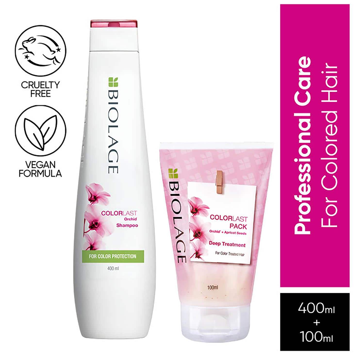 Biolage | Biolage Colorlast Shampoo & Deep Treatment Pack for Protection to Color Treated Hair (400 ml+100 ml)