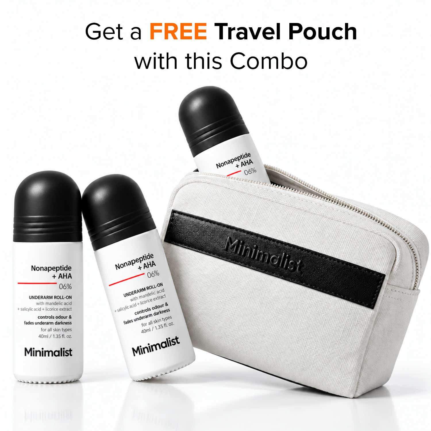 Minimalist | Minimalist Nonapeptide + AHA 06% Underarm Roll-On (40 ml) - Combo of 3