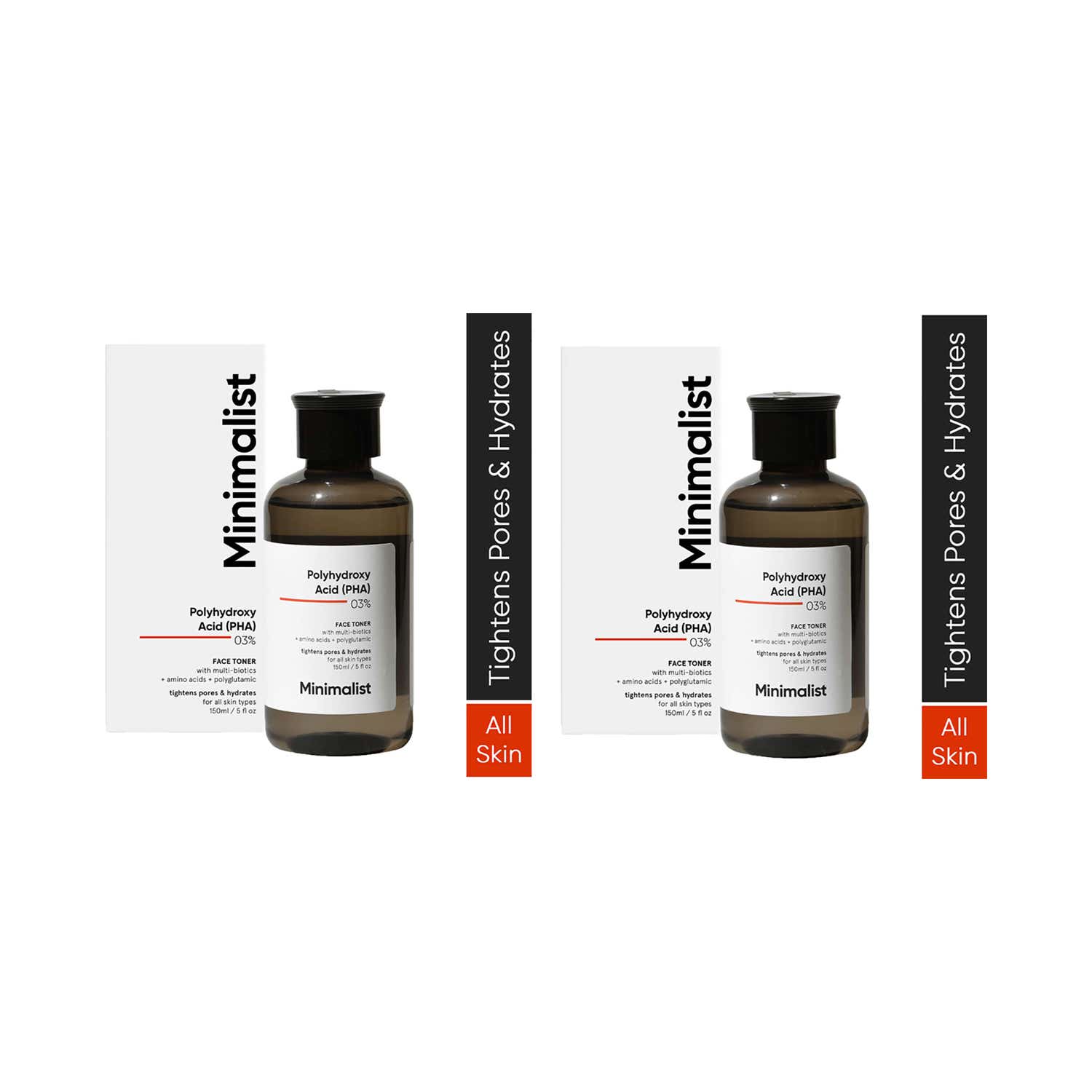 Minimalist | Minimalist 3%PHA Face Toner With Multi Biotics Minimizing Pore Size & Hydrating Skin 150ml Combo of 2