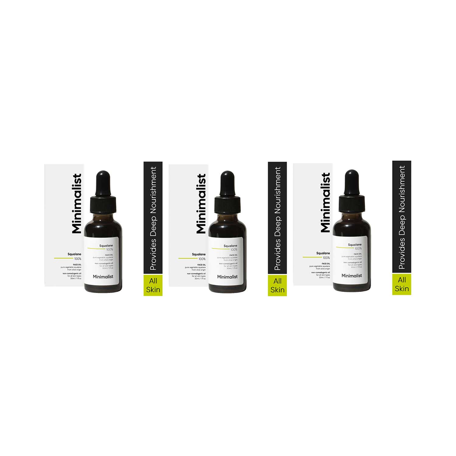 Minimalist | Minimalist 100%Squalane Face Oil Plant Derived all skin Moisturize & Reduce Fine Line 30ml Combo of 3
