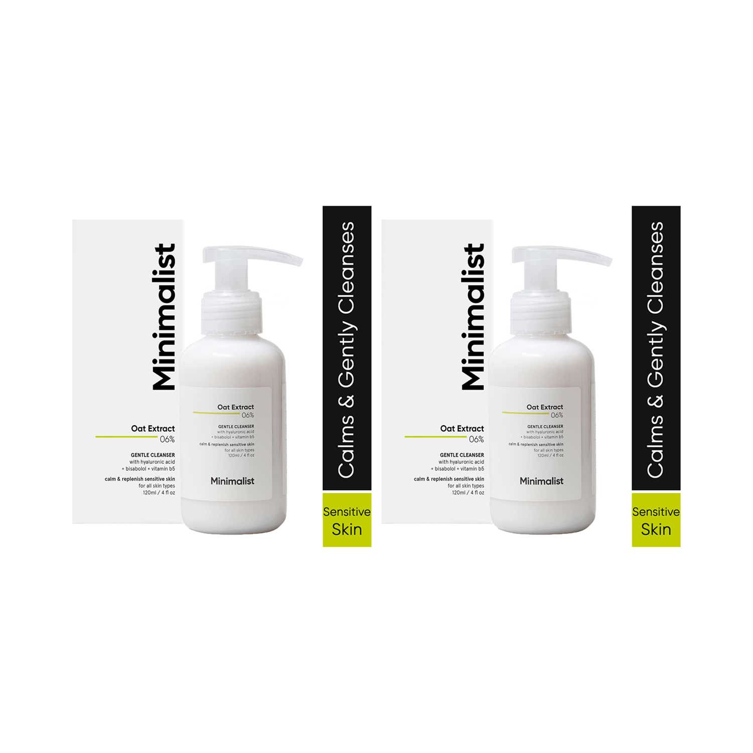 Minimalist | Minimalist Oat Extract 6% Gentle Low-Foaming Cleanser With Hyaluronic Acid (120 ml) - Combo of 2