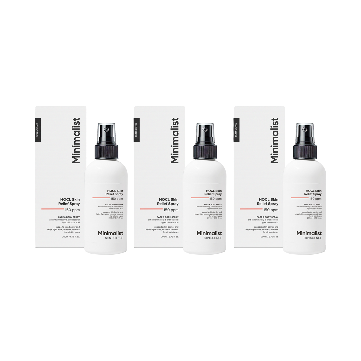 Minimalist | Minimalist HOCl Skin Relief Spray 150ppm (200 ml) - Combo of 3