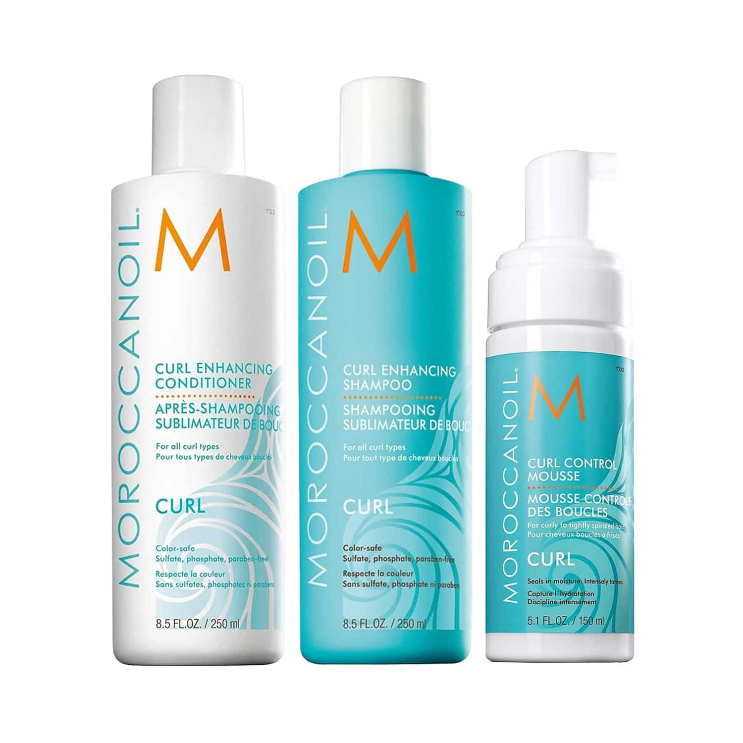 Moroccanoil | Moroccanoil Curl Enhancing Conditioner, Shampoo and Curl Control Mousse Combo (2 x 250 ml +150 ml)