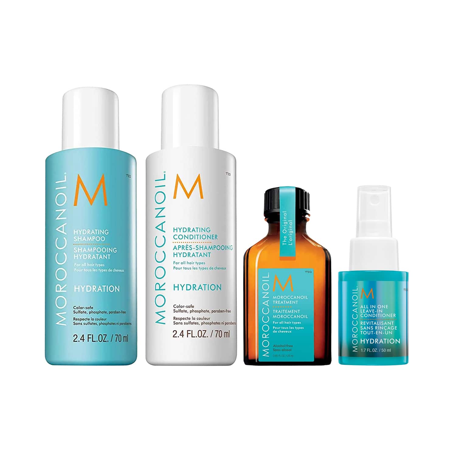 Moroccanoil | Moroccanoil Hydrating Conditioner + Shampoo + Leave In Conditioner + Hair Oil Combo (215 ml)