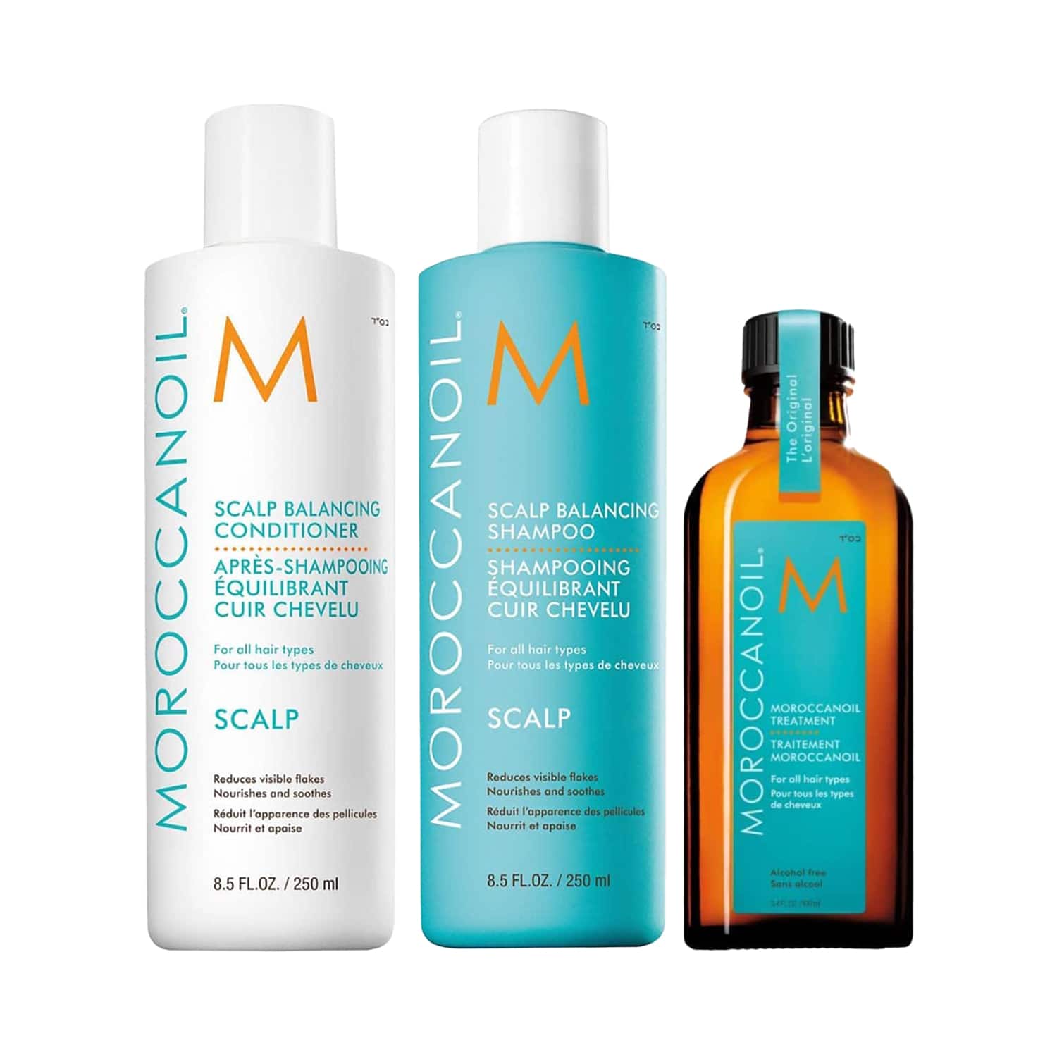Moroccanoil | Moroccanoil Scalp Balancing Conditioner, Shampoo and Treatment Hair Oil Combo (2 x 250 ml + 100 ml)