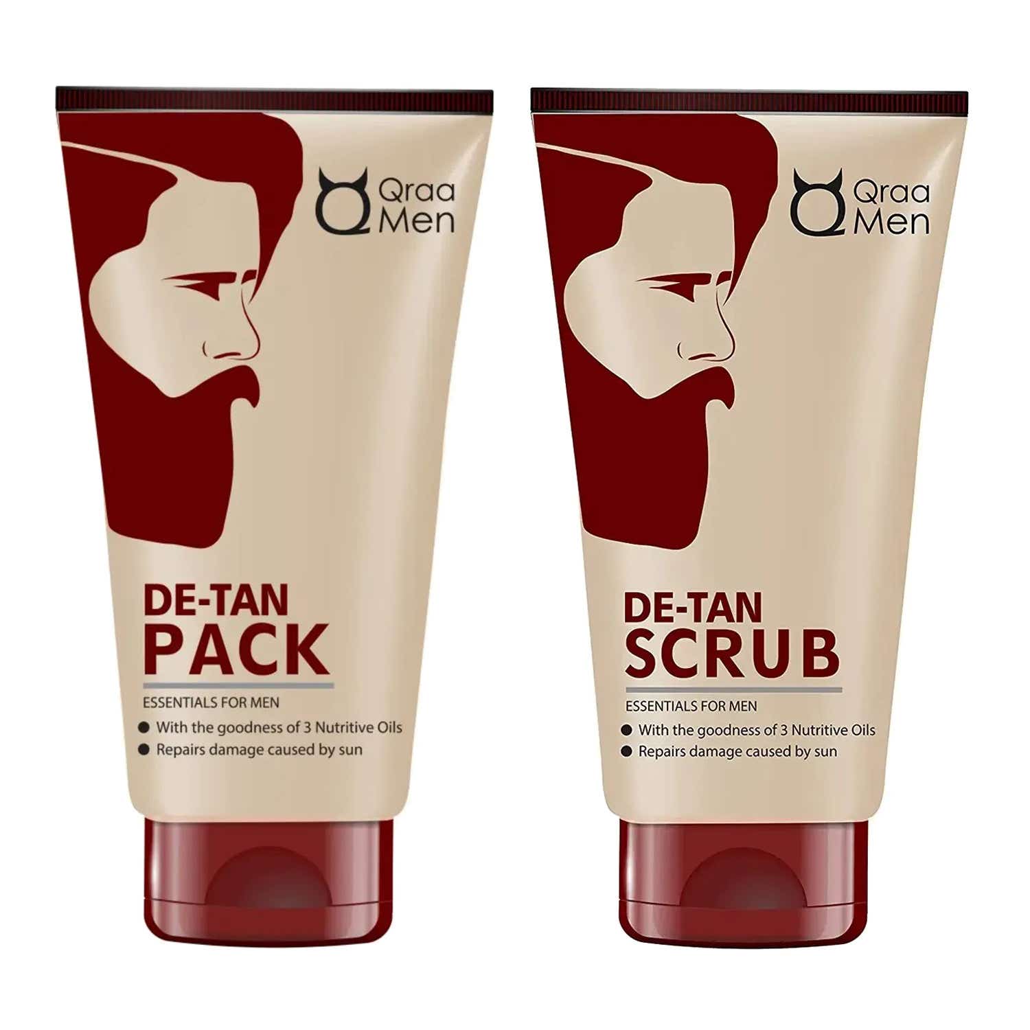 Qraa Men | Qraamen De-Tan Face Pack (120g) & Scrub Essentials For Men (100 g) Combo