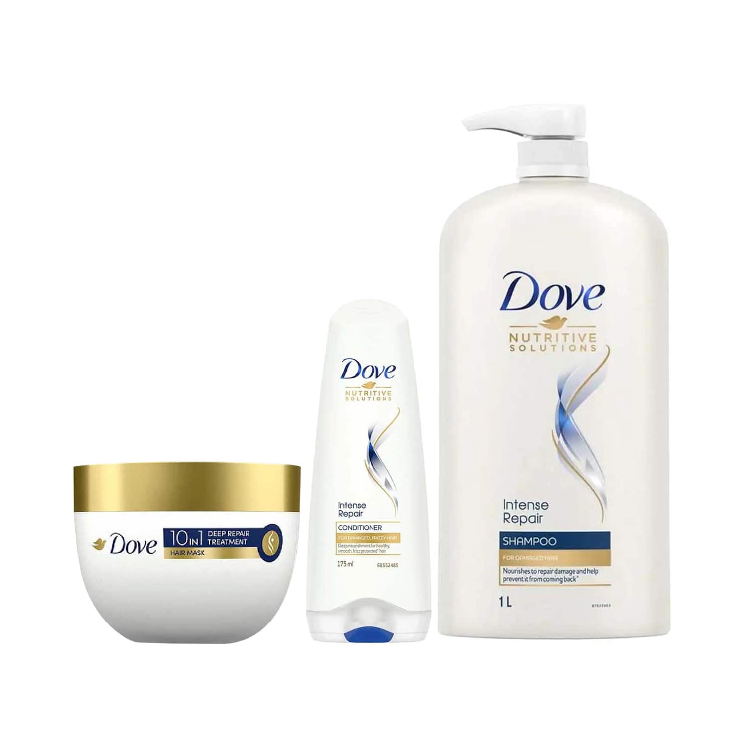 Dove | Dove Intense Repair Shampoo + Conditioner + 10 in 1 Deep Repair Treatment Hair Mask Combo
