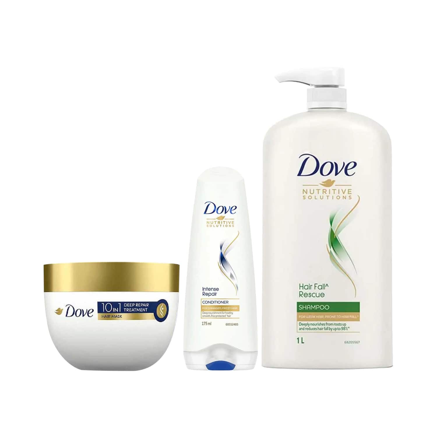 Dove | Dove Hair Fall Rescue Shampoo + Intense Repair Conditioner + Deep Repair Treatment Hair Mask Combo