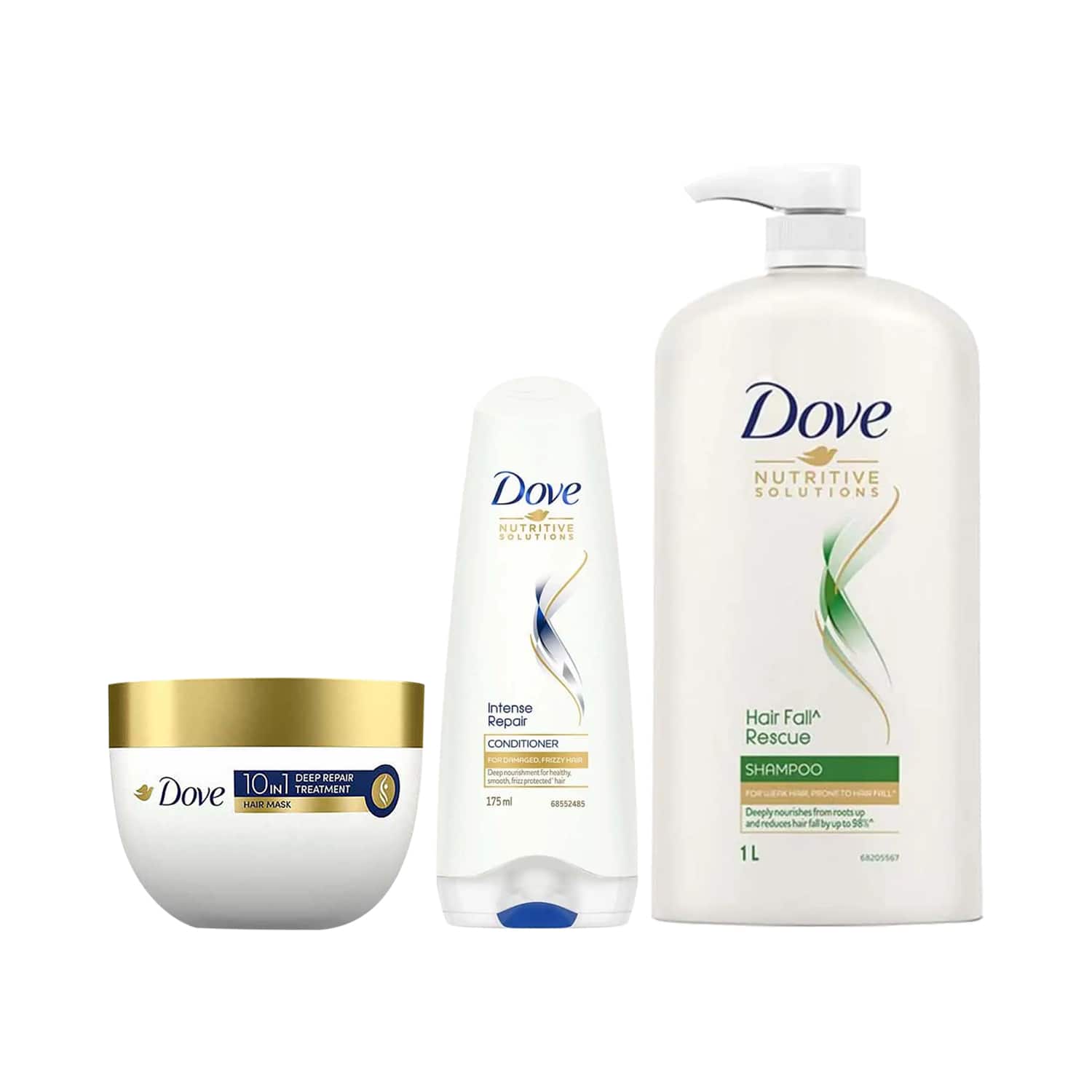 Dove | Dove Hair Fall Rescue Shampoo + Intense Repair Conditioner + Deep Repair Treatment Hair Mask Combo