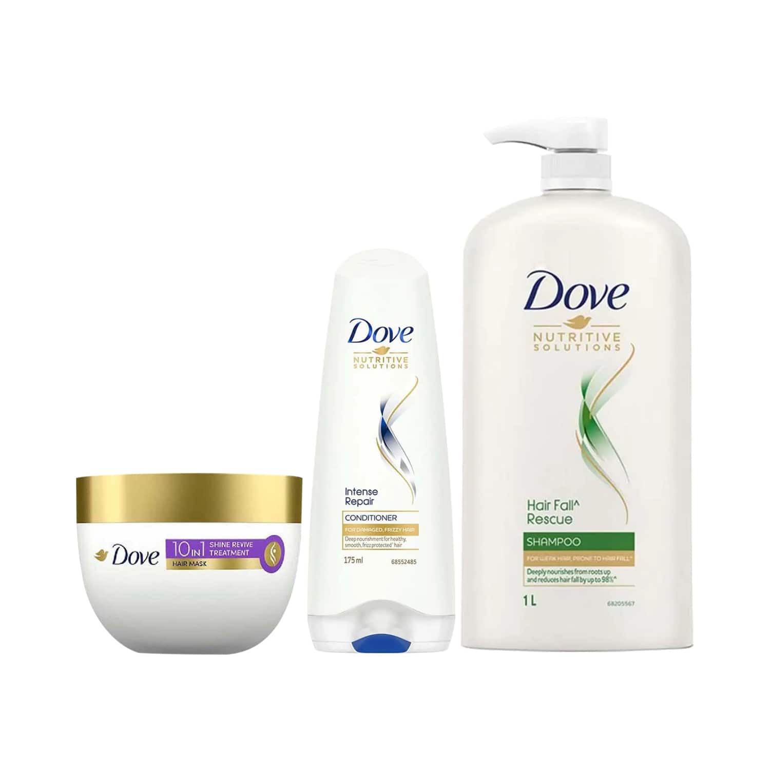 Dove | Dove Hair Fall Rescue Shampoo  + Intense Repair Conditioner + Shine Revive Treatment Hair Mask Combo