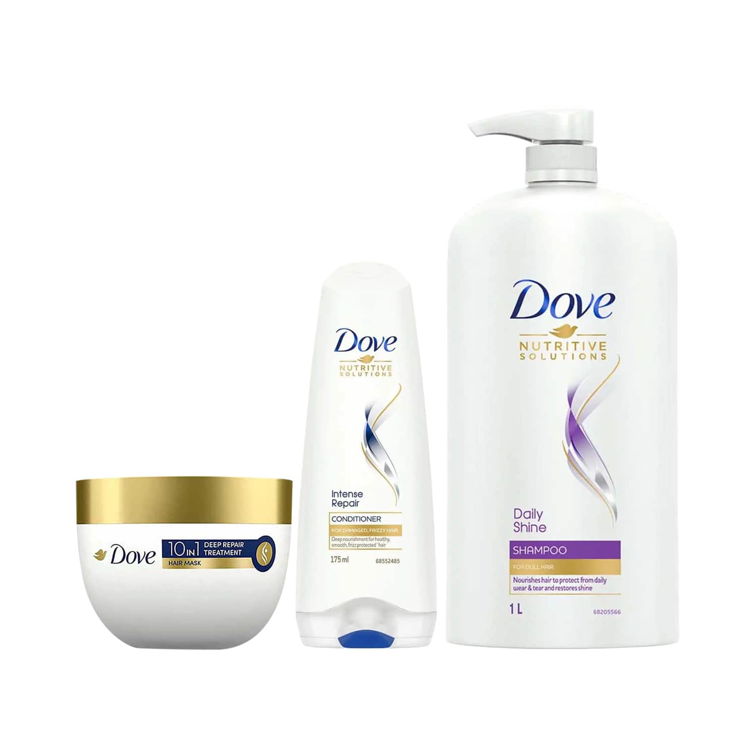 Dove | Dove Daily Shine Shampoo + Intense Repair Conditioner + 10In1Deep Repair Treatment Hair Mask Combo