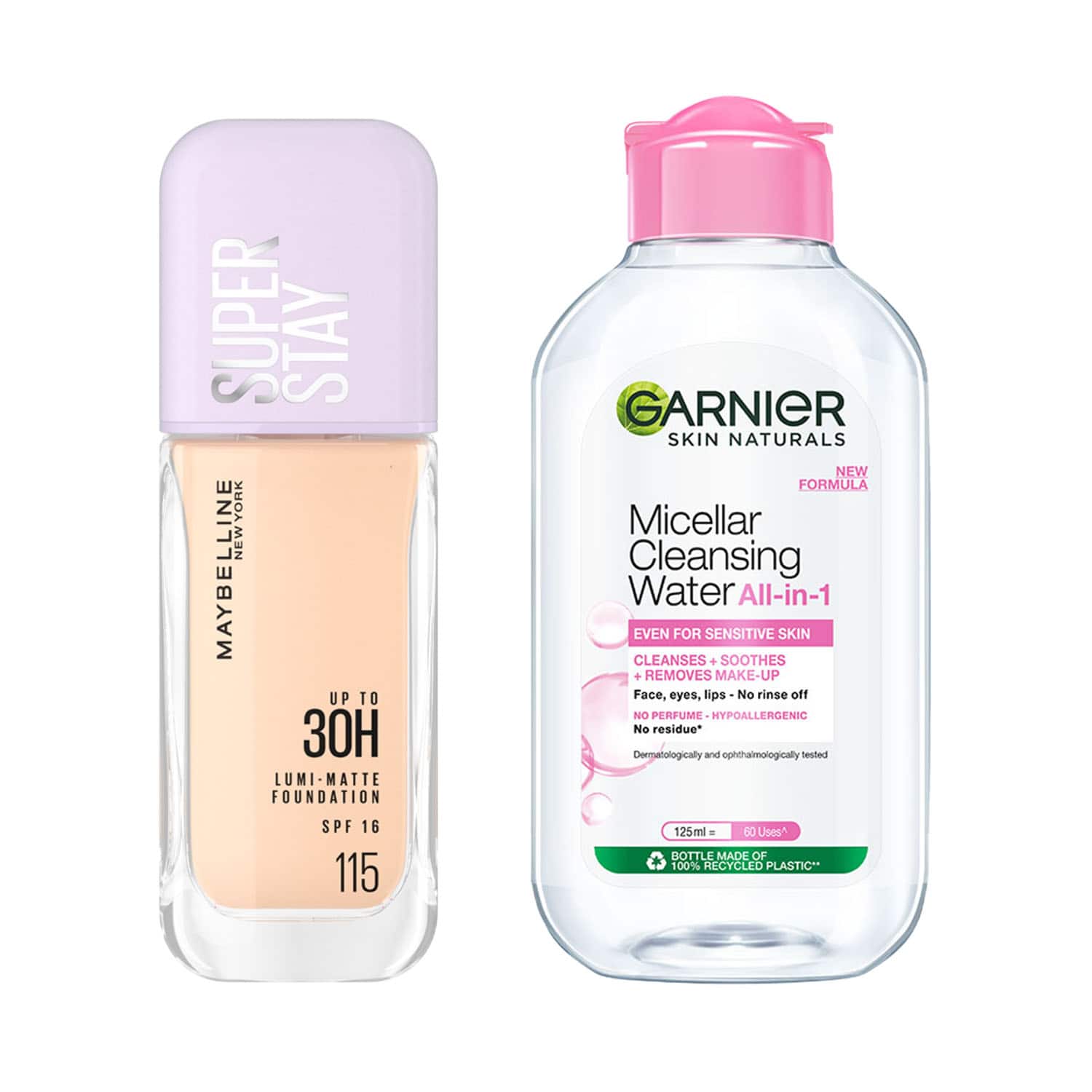 Maybelline New York | Maybelline New York Super Stay Lumi-Matte Liquid Foundation 115 + Garnier Micellar Water Combo
